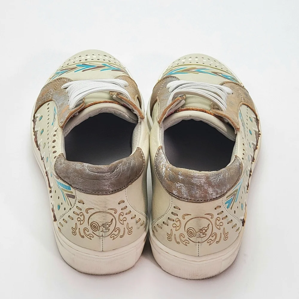 Karma Of Charme Naïf Hand Painted Leather Low Top Women Sneakers Sz 37 / US 6.5